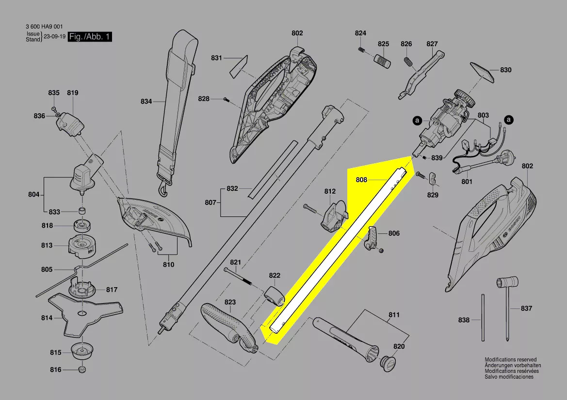 tube de transmission télescopique réf. F 016 F04 836 Bosch